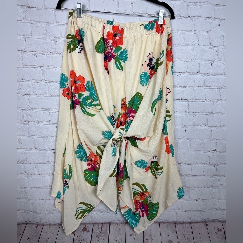 Kori America‎ tie front crinkled short vacation tropical dress, sz S, NWT